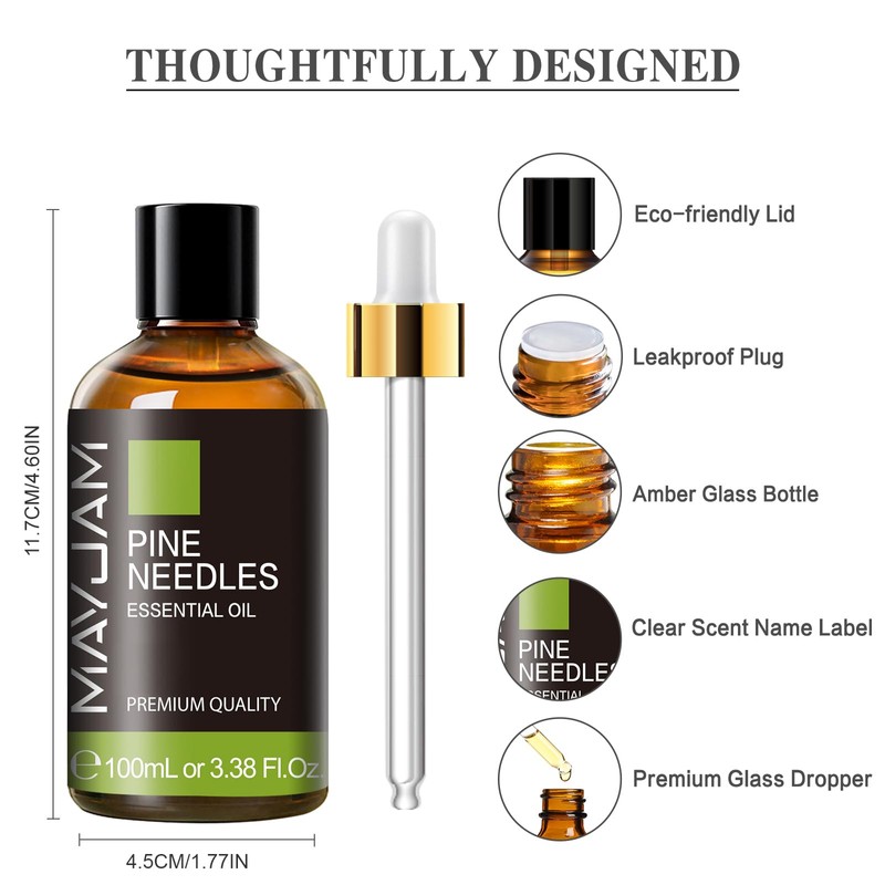 MAYJAM Kiefernnadeln Ätherisches Öl 100ML, Kiefernnadelnöl für Diffusor, Luftbefeuchter, DIY,