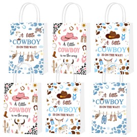 15pcs A Little Cowboy Is on The Way Party Favor Bags, Cowboy Baby Shower Decorations, A Little Cowboy Is on The Way Goodie Bags