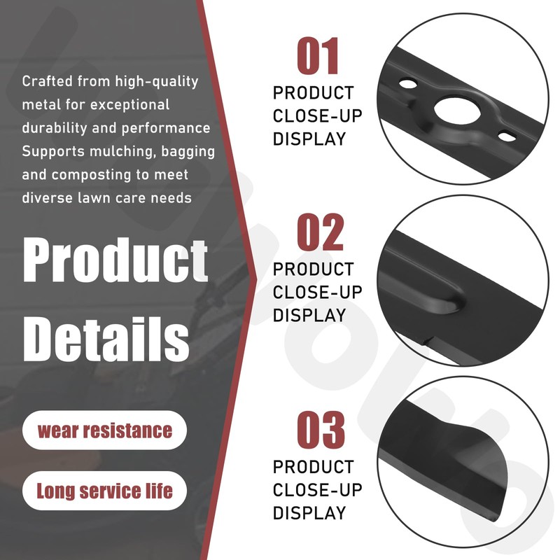 WuWoWo 2 Pack 13" 50020092 Lawn Mower Mulching Blade Compatible