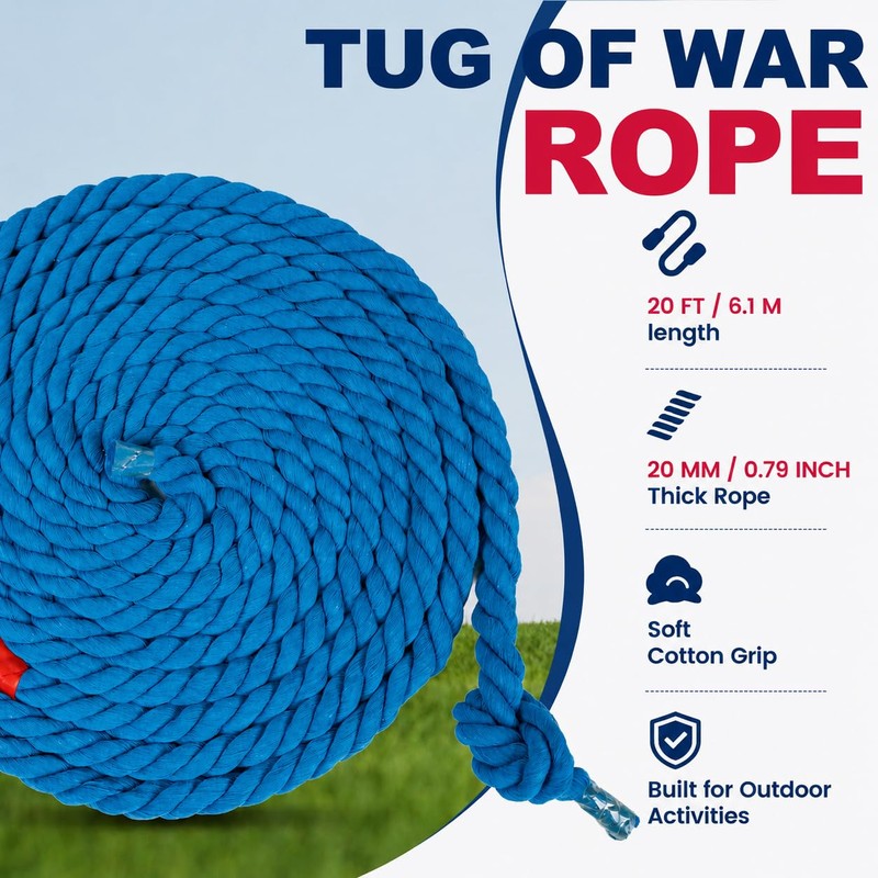 MKO SHUN Tug of War Rope 20FT for Adults and
