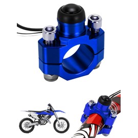 JFG RACING CNC Dirt Bike Engine Stop Start Kill Switch Button CNC with Mounting Backplate Universal for YZ YZF WR TW TTR 125 150 200 250 350 450 660 - Blue