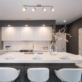 USA Warehouse Gu10 Flexible Smart Track Light Led 50W Track Spot Light Brushed Nickel Ceiling Lights ShopLamp Power(W): 50*4, Emitting Color: Warm white, Color: XB-TR1223-4-BN