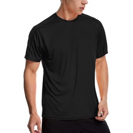 Workout Shirts for Men Dry Fit Athletic Running Shirt Moisture Wicking Performance Active Tee(XL,Black)