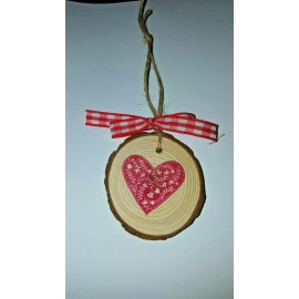Rustic Wood Slice Valentine Heart Ornament - "From the Heart"  Hand Stamped!