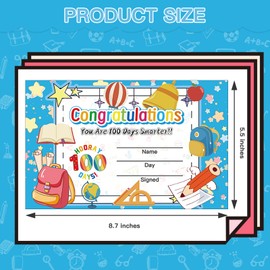 DUGUTUL 40 Pieces 100th Day of School Award Certificates, Colorful Happy 100th Day of School 100 Days Classroom Activities Certificate for Primary High School Party(C)