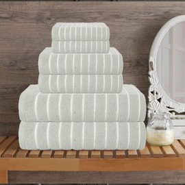 CASA COPENHAGEN Ecstatic 6 Pieces Towel Set- Grey Violet, 600 GSM 2 Bath Towel 2 Hand Towel 2 Washcloth, Designed in Denmark Made of Soft Egyptian Cotton for Bathroom, Kitchen & Shower