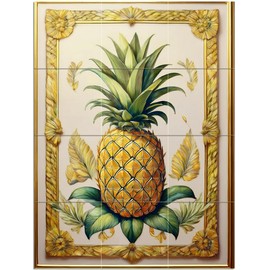 Tile Mural Pineapple Decor Pattern A943 Kitchen Bathroom Shower Wall Backsplash Splashback 3x4 4.25" Ceramic, Matte