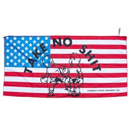 Combat Iron Apparel Microfiber Beach Towel - Fast Drying, Sand-Free Super Absorbent, 3’ x 5’ with Mesh Bag, Ultra Compact (USA Flag - Boxer)