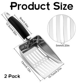 GSrenyu 2 Pcs Metal Cat Litter Scoop,Sturdy Mesh Scooper,Litter Tray Scoop with Non-Slip Handles for Cat Litter Box
