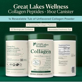 Collagen Peptides Powder 16 oz, Hydrolyzed Collagen Protein Supplement, Unflavored Quick Dissolve, Keto Friendly, Supports Skin Hair Nails & Joints
