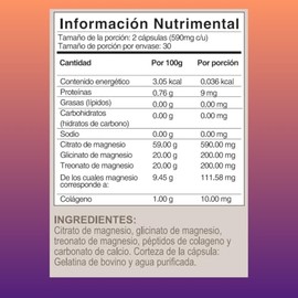 3 Magnesios Blend Premium, 60 cápsulas, Citrato, Glicinato y Treonato de Magnesio, 590 g c/u
