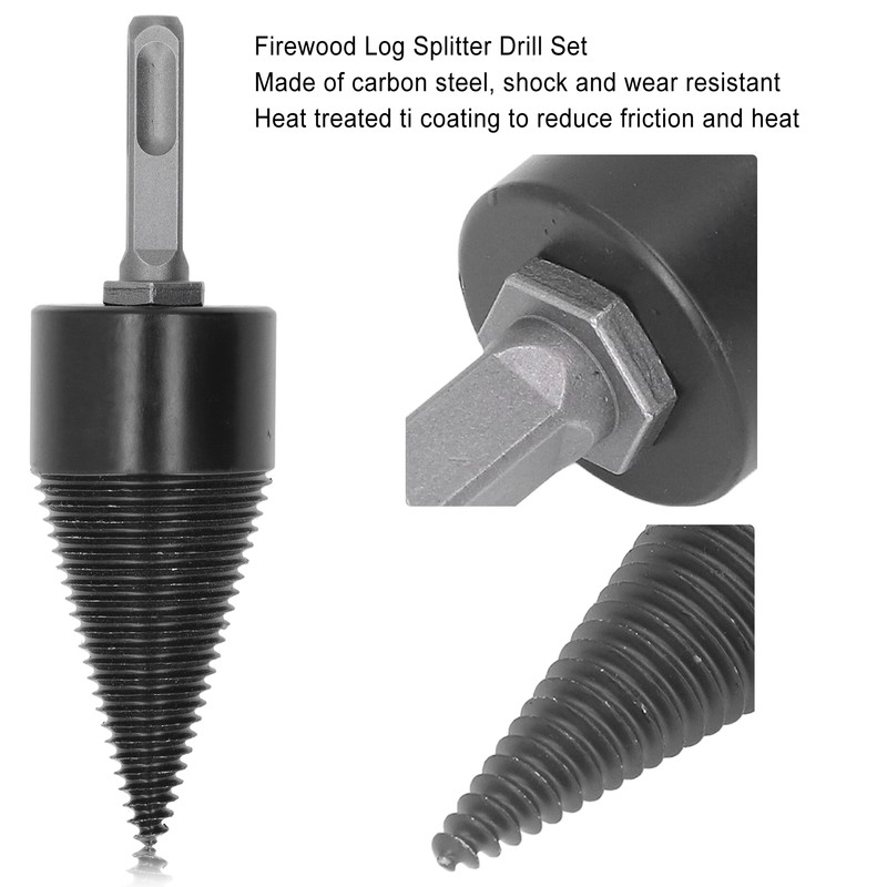 Firewood Bit Cone Wood Splitting Drill Carbon Steel Log Splitter