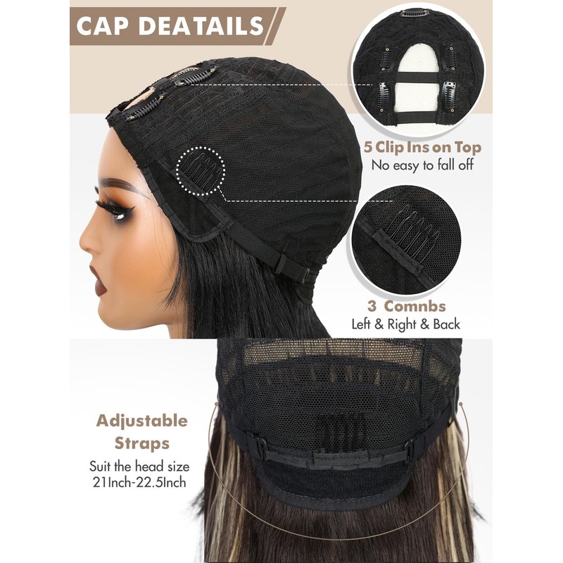 Layered Straight U Part Wig Straight V Part Wig Bob