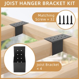 2 PCS Pergola Brackets Kit, Heavy Duty Pergola DIY Brackets Joist Bracket Connector Brace with Screws for 4''x4'' Wood Posts, Beam Support Bracket for Patio, Pergola, Log Cabin, Fence