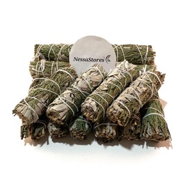 NessaStores 3 pcs California White Sage & Cedar Smudge Sticks, 4-Inch Hand Tied, All Natural, Ethically Sourced for Negative Energy Removal Home Cleansing, & Attracting Positivity JC-