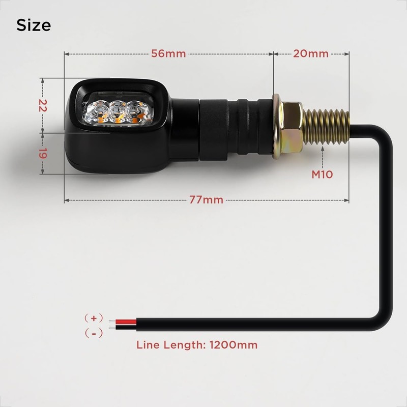 evermotor Mini 12V Motorcycle LED Indicators E24 E-mark Rectangle Motorcycle