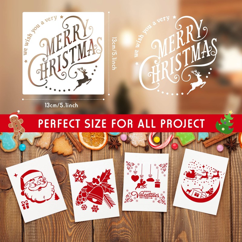 24 Pieces Christmas Stencils Template Reusable Plastic Craft Painting Stencils