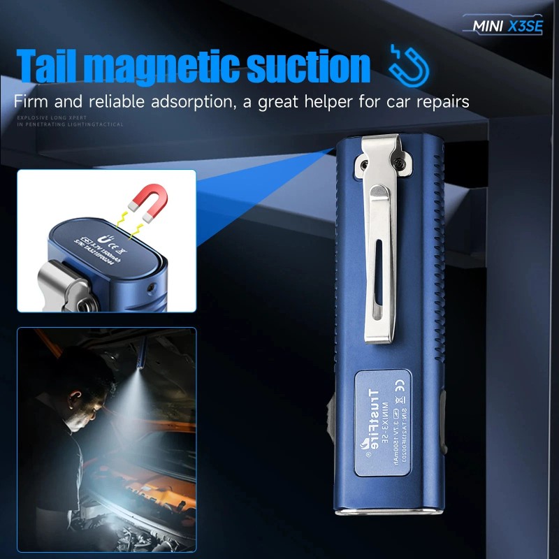 TrustFire X3-SE EDC Rechargeable Flashlight Magnet Torch UV Light ,