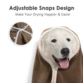 JustPawpal Dog Towels 2-PCS, 56x28inches Absorbent Soft Microfiber Towels for Drying Dogs Extra Large, Large, Medium, Small - Pet Bath, Grooming Towel(Adjustable Snaps, Brown)