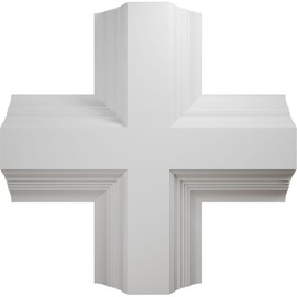 Ekena Millwork CC08ICI04X20X20DE Inner Cross Intersection for 8" Deluxe Coffered Ceiling System (Kit), 20"W x 4"P x 20"L, Primed