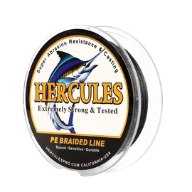 HERCULES Super Cast 100M 109 Yards Braided Fishing Line 50 LB Test for Saltwater Freshwater PE Braid Fish Lines Superline 8 Strands - Black, 50LB (22.7KG), 0.37MM