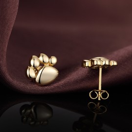 Paw Stud Earrings Jiahanzb Paw Stud Earrings Sterling Silver Paw Print Stud Earrings Cute Puppy Dog Cat Pet Paw Stud Earrings Fashion Gold Paw Stud Earrings for Women Gold Paw Earrings Studs