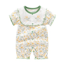 JiAmy Baby Summer Rompers for Boys Girls, Cotton One Piece Short Sleeve Romper Jumpsuit Clothes Newborn Gift 12-18 Months Flowers