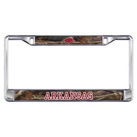 ARKANSAS RAZORBACKS Black Metal CAMO License Plate Frame