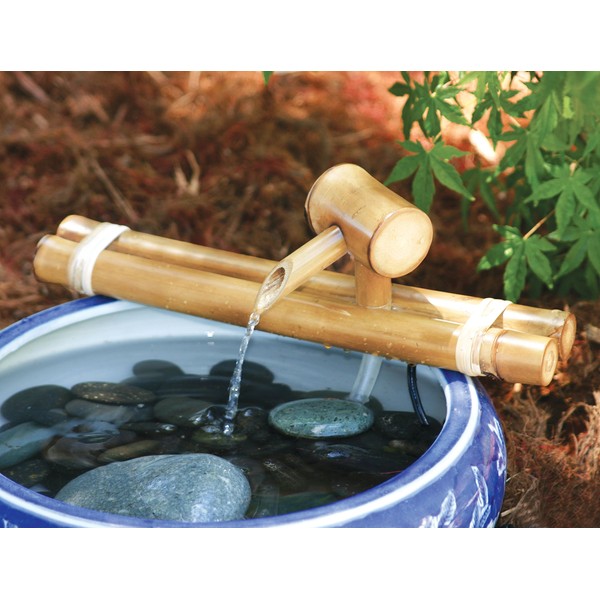 Bamboo Accents Japanese Water Fountain, Versatile Indoor/Outdoor Fountain, 12” Classic