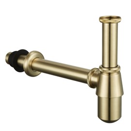 GORDEE Bathroom Basin Sink Bottle Trap Waste Pipe 1-1/4 inch Slip Inlet Drain Tube Kit, Lavatory Adjustable Basin Sink Waste Drain P-Trap Kit, General US/CA Standard, Brushed Gold