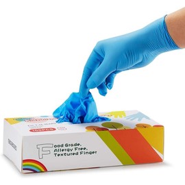 Kids Disposable Nitrile Gloves for 7-14 Years - Latex Free, Powder Free - for Crafting, Painting, Cooking, Cleaning -100 PCS - Color: Blue