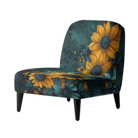 Armless Accent Chair Cover Slipcover Stretch Sunflower Slipper Covers Fit Armless Chair Furniture Protector Cover Holiday Decorations Slipcover for Living Room Hotel