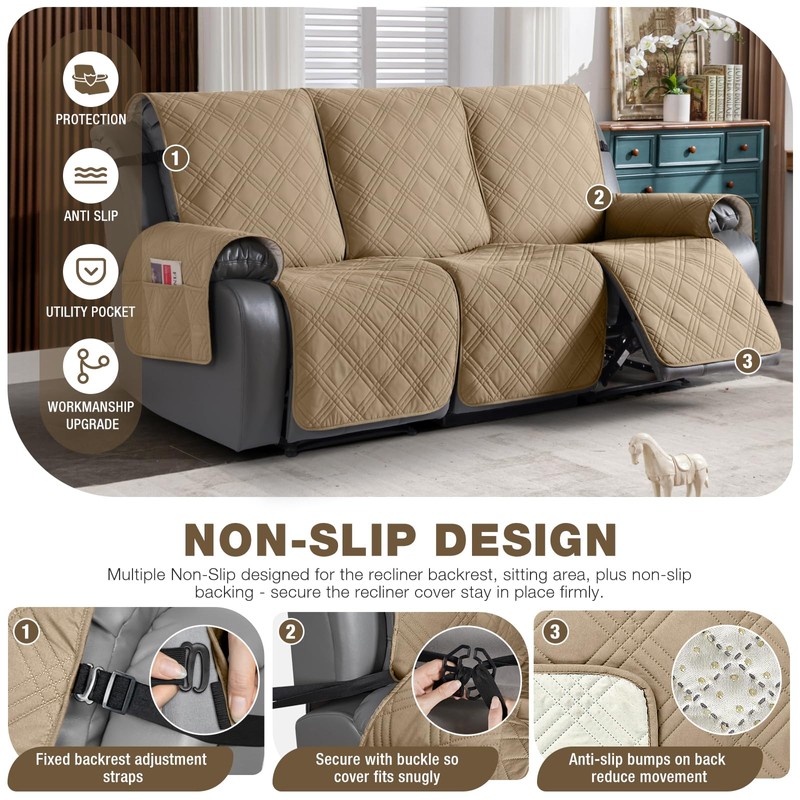 TAOCOCO 100% Waterproof Recliner Sofa Cover, Non Slip Split Couch