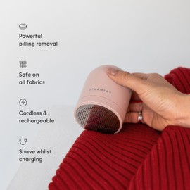 Steamery Fabric Shaver Pilo 2, Removes Lint and Pilling from Clothes and Textiles, Rechargeable Lint Remover with USB, Pink