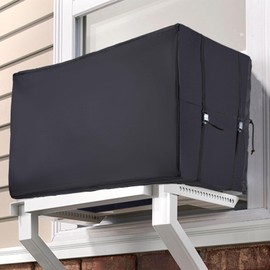Air Conditioner Covers for Window Units - 3 Layers Insulation Outside AC Cover with Elastic Drawstring Metal Buckle Strap, Outdoor Winter Waterproof AC Canopy Sun Shade - 20.9 × 15 × 15.7 Inch