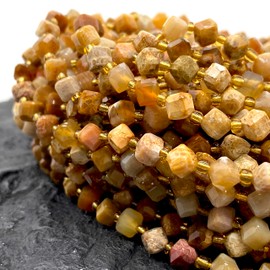 ABCGEMS Indonesian Fossil Coral Beads (A Revolutionary Cutting Technique Brings a More Dynamic Look to a Traditional Cube) Diagonal-Drilled 3D Magical-Cube 5mm (Corner-to-Corner 6mm)