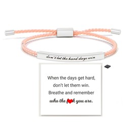 LIU JUN Remember Who The F You Are Motivational Tube Bracelet For Women, Adjustable Hand Bradied Wrap Stainless Steel To My Daughter/Best Friend Inspirational Gifts Teen Girls Jewelry, Medium, Nylon,