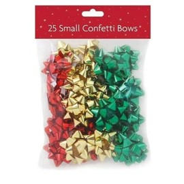 Simply Products Gift Wrapping Bows, Small Christmas Metallic Gift Bows (Red, Green & Gold)