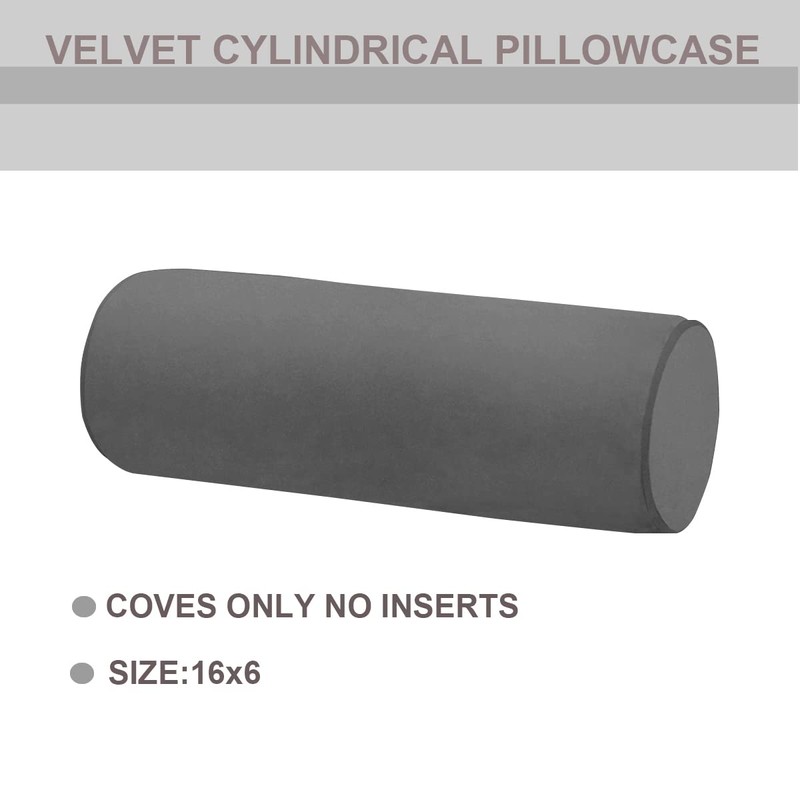 Neck Roll Pillowcases Velvet Cylindrical Pillow Covers 16"x6" with Hidden