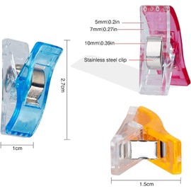 QMay Sewing Clips, 100 Pcs Quilting Clips with a Plastic Box, Versatile Craft Clips for Quilting, Fabric Clips, Binding, Crocheting, Kniting etc. Color: Random, Size: 27x15x10 mm