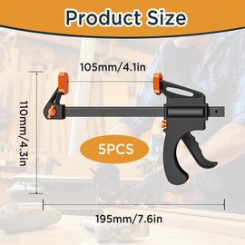 YSDMY Quick Grip Clamps 5 Pcs 4 inch Ratchet Bar Clamps Quick Release Clamp,one Handed clamp for Woodwork, Handmade Craft, DIY, Clamping