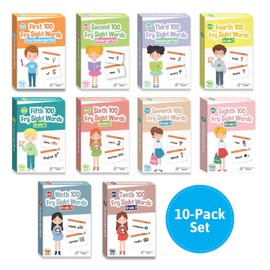 Little Champion Reader 1,000 Sight Word Flashcards Fry Dolch Cards with Images in 10-Pack Bundle Set, Pre-K to 3rd Grade, Teaches 1,000 Dolch Fry High-Frequency Sight Words