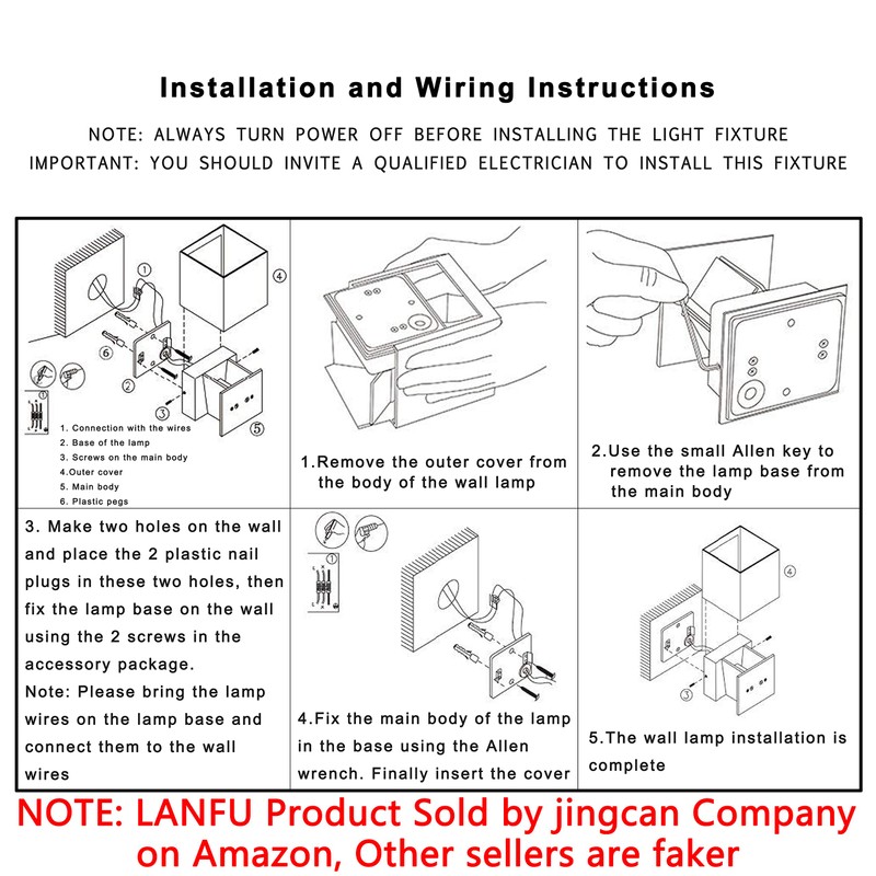 LANFU LED Aluminum Waterproof Outdoor Wall Sconce, 100-277V 3000K Outdoor