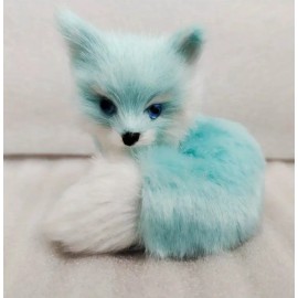 Unbranded 1pc, Blue Adorable Simulation Reclining Fox Ornament 2.56”X3.35” Life Like