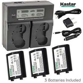 Kastar LCD Dual Smart Fast Charger & Battery (3 PACK) for Nikon EN-EL4, EN-EL4A, ENEL4, ENEL4A and Nikon D2Z, D2H, D2Hs, D2X, D2Xs, D3, D3S, D3X, F6 Camera, Nikon MB-D10, D300, D300S, D700, MB-40 Grip