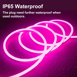 SURNIE 50ft Pink LED Neon Lights, IP65 Waterproof LED Light Strip Flexible Cuttable AC 110V LED Rope Lights DIY, Indoor Outdoor for Residential, Commercial Building Decoration