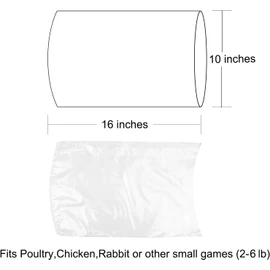 Poultry Shrink Wrap Bags,10x16 Inches 50 Pcs Clear Poultry Heat Shrink Bags Freezer with Zip Ties,Silicone Straw for Chickens,Rabbits