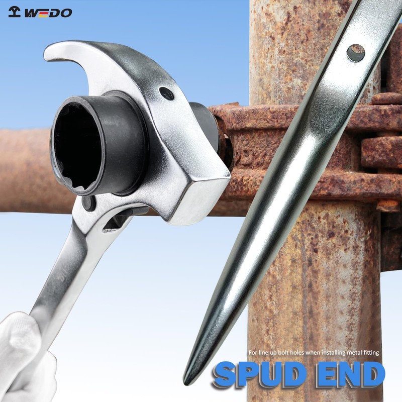 WEDO 3/4"×7/8" Scaffold Ratchet Wrench,Multifunctional Spud Ratchet Podger Wrench,Double Ended