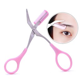 Pink Eyebrow Trimmer Scissors with Comb Non Slip Finger Grips Eyebrow Shear Scissor Beauty Tools Accessories for Women Men
