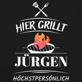 Geschenk mit Namen personalisiert by Shirtracer - Children's Apron Children Boys Girls - BBQ Apron - Hier Grillt Name Himself - Funny Gift Dad Father's Day Birthday, 1 black
